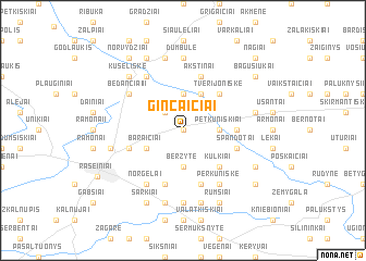 map of Ginčaičiai