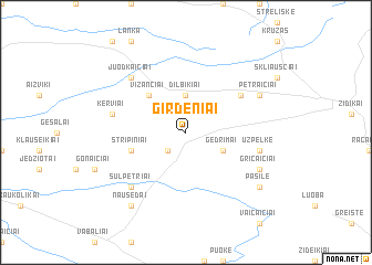 map of Girdeniai