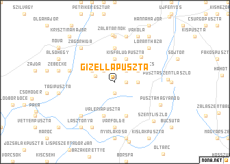 map of Gizellapuszta