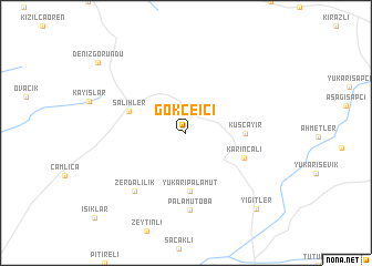 map of Gökçeiçi