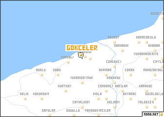 map of Gökçeler