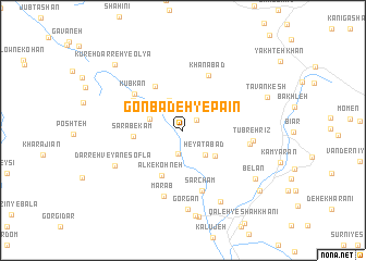 map of Gonbadeh-ye Pā\