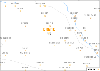 map of Grenči