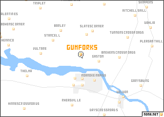 map of Gum Forks