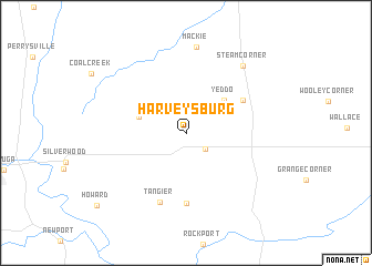 map of Harveysburg