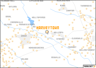 map of Harveytown