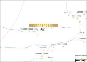 map of Ḩasanābād-e Mīnū\