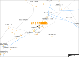 map of Ḩasanābād