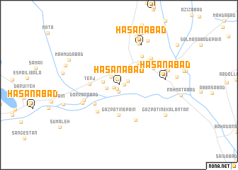 map of Ḩasanābād