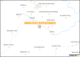 map of Hawkins Crossroads