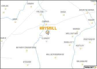 map of Hays Mill