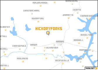 map of Hickory Forks