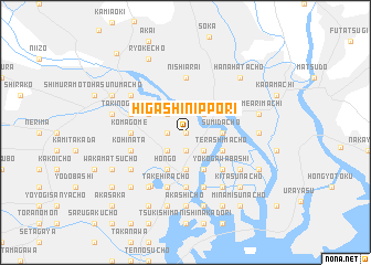 map of Higashi-nippori