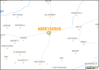 map of Honey Grove