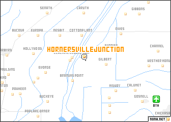 map of Hornersville Junction