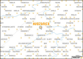 map of Hvozdnice