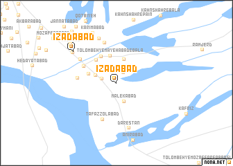map of Īzadābād