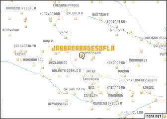 map of Jabbārābād-e Soflá