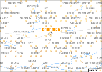 map of Káranice