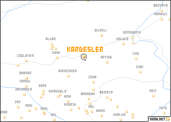 map of Kardeşler