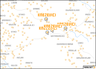 map of Kneževići