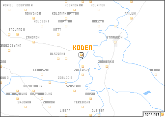 map of Kodeń