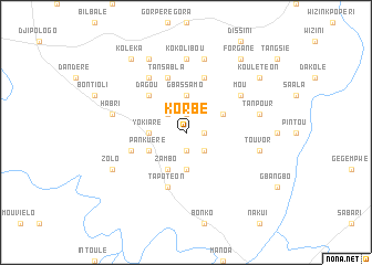 map of Korbé