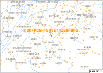 map of Korf Poshteh-ye Tāzehābād