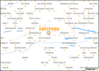 map of Korzeniów
