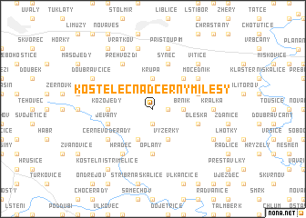 map of Kostelec nad Černými Lesy