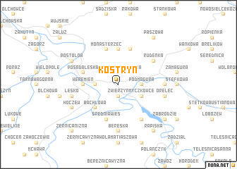 map of Kostryń