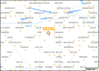 map of Kozieł