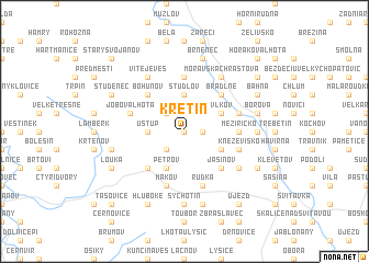 map of Křetín