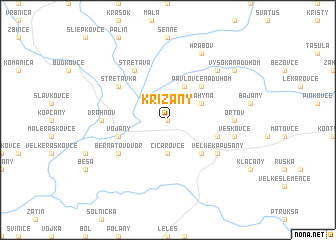 map of Krížany