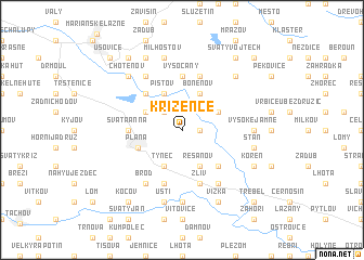 map of Křížence