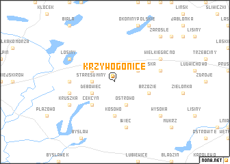 map of Krzywogonice