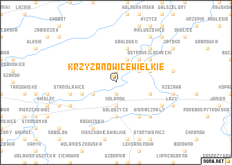 map of Krzyżanowice Wielkie