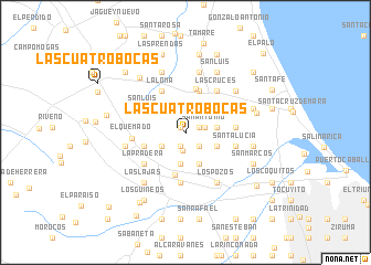 map of Las Cuatro Bocas