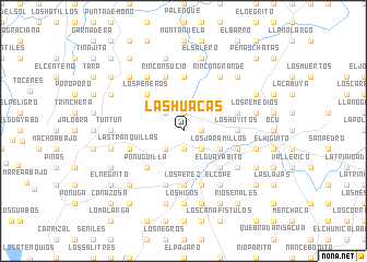 map of Las Huacas