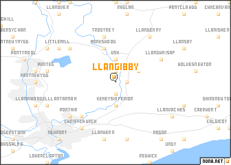 map of Llangibby