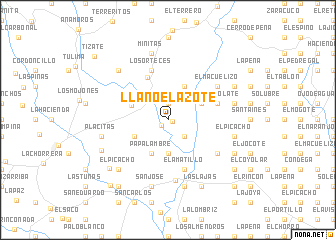 map of Llano El Azote