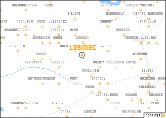 map of Łosiniec