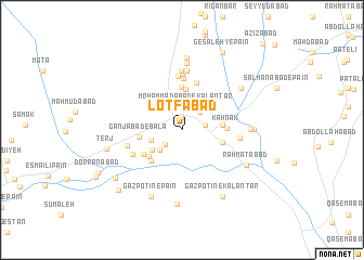 map of Loţfābād