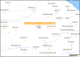 map of Maḩmūdābād-e Shārīn