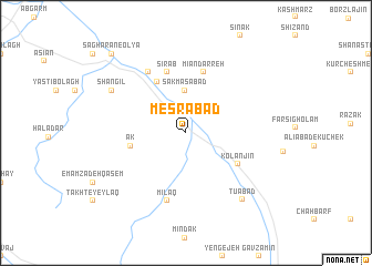 map of Meşrābād