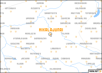 map of Mikalajūnai