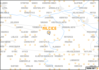 map of Milčice