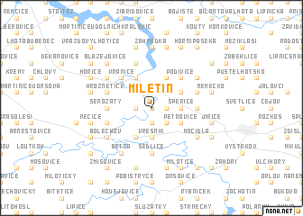 map of Miletín