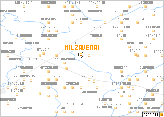 map of Milžavėnai