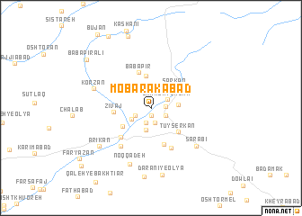 map of Mobārakābād